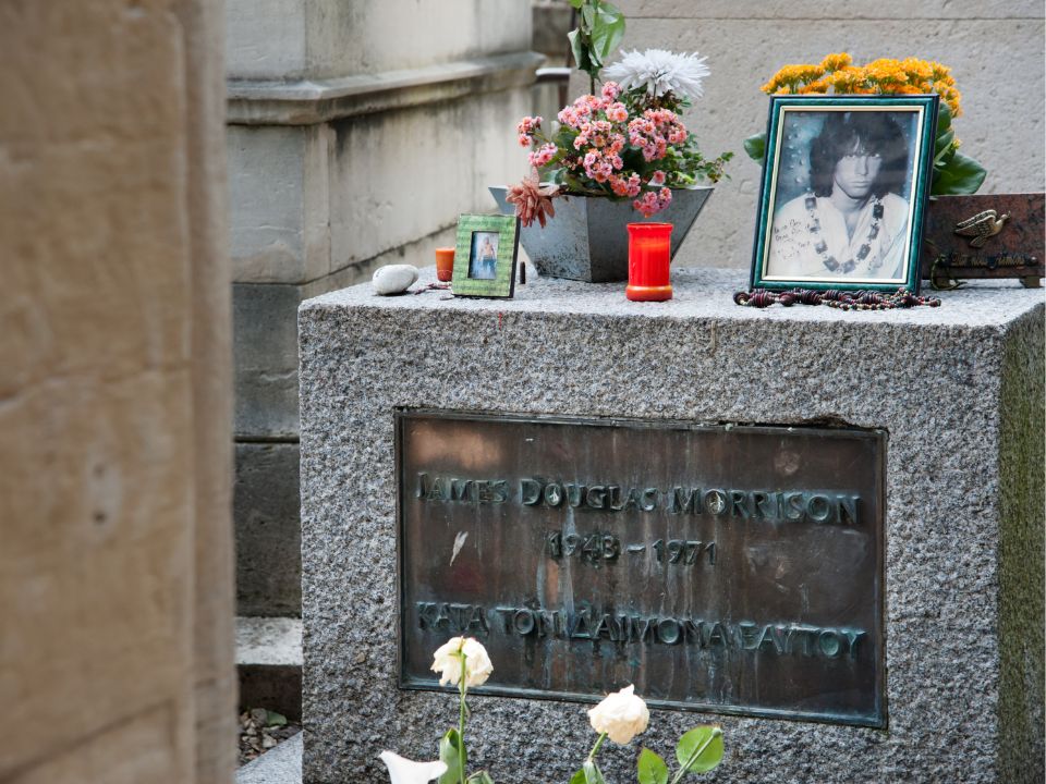 Jim Morrison's grave in Pare Lachaise Cemetery, Paris