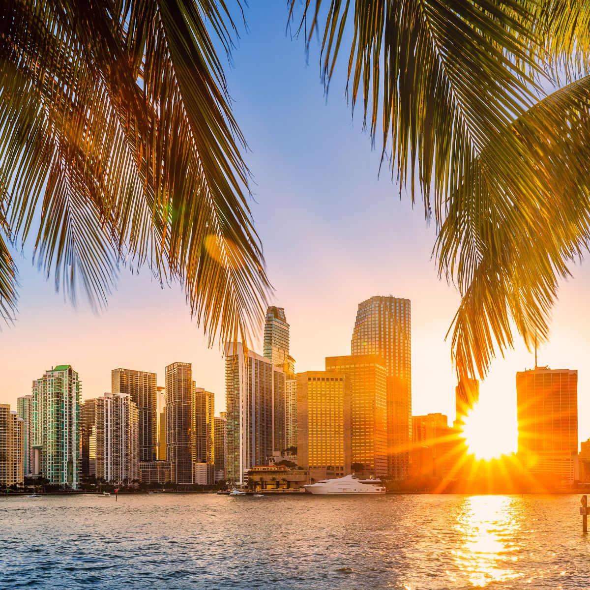 Downtown Miami and Brickell at Sunset