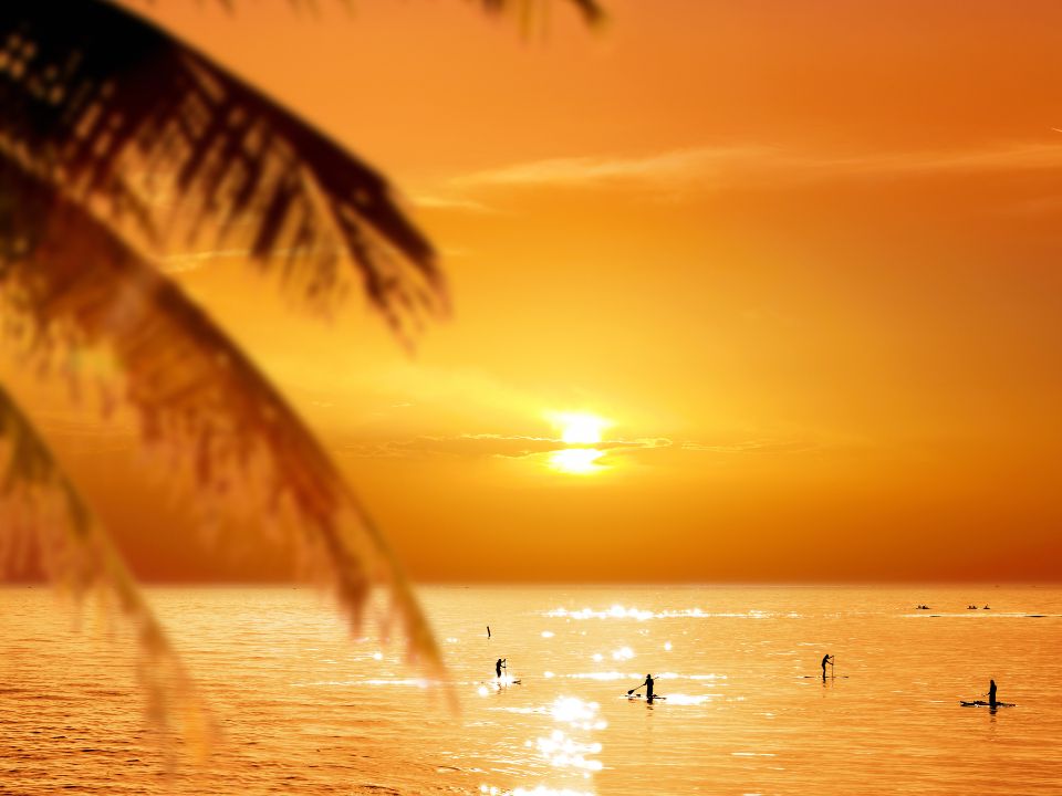 Seascape with silhouetted people in Fort Lauderdale, Florida