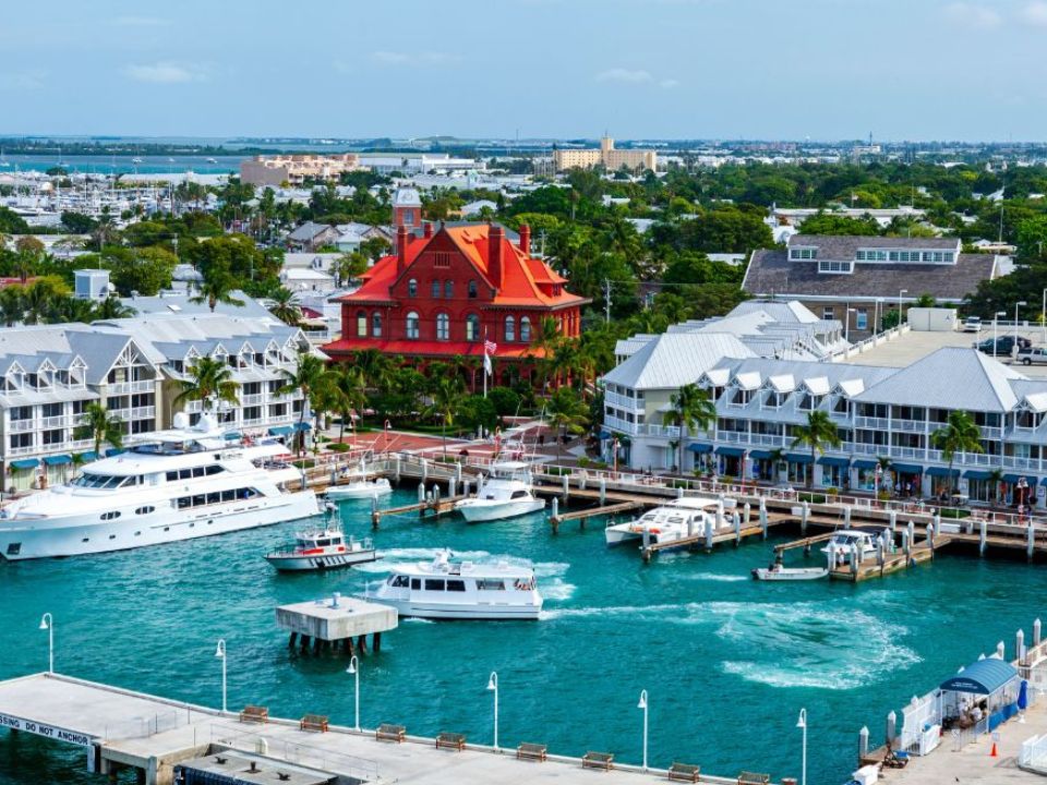View of boats docked