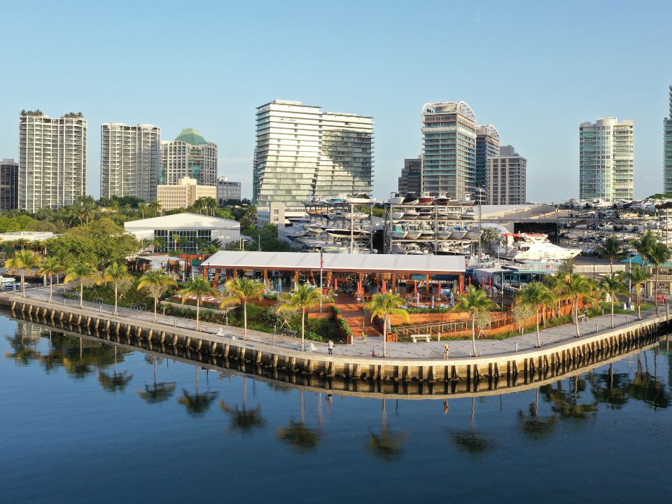 Aerial view of Coconut Grove Miami and its harbor