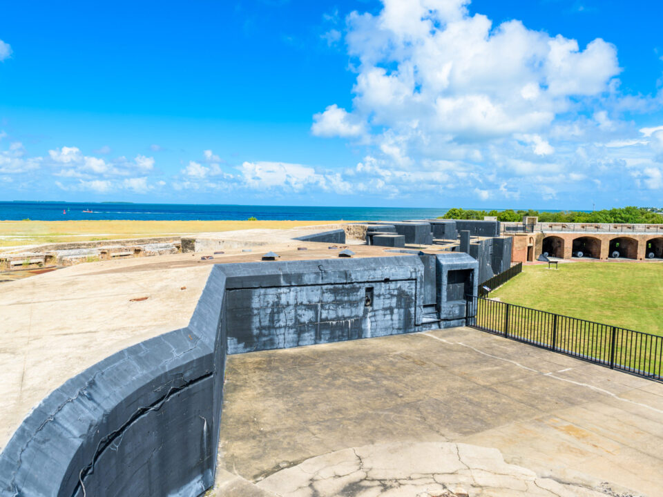 Ramparts of Fort Zachary Taylor in Key West with open water behind