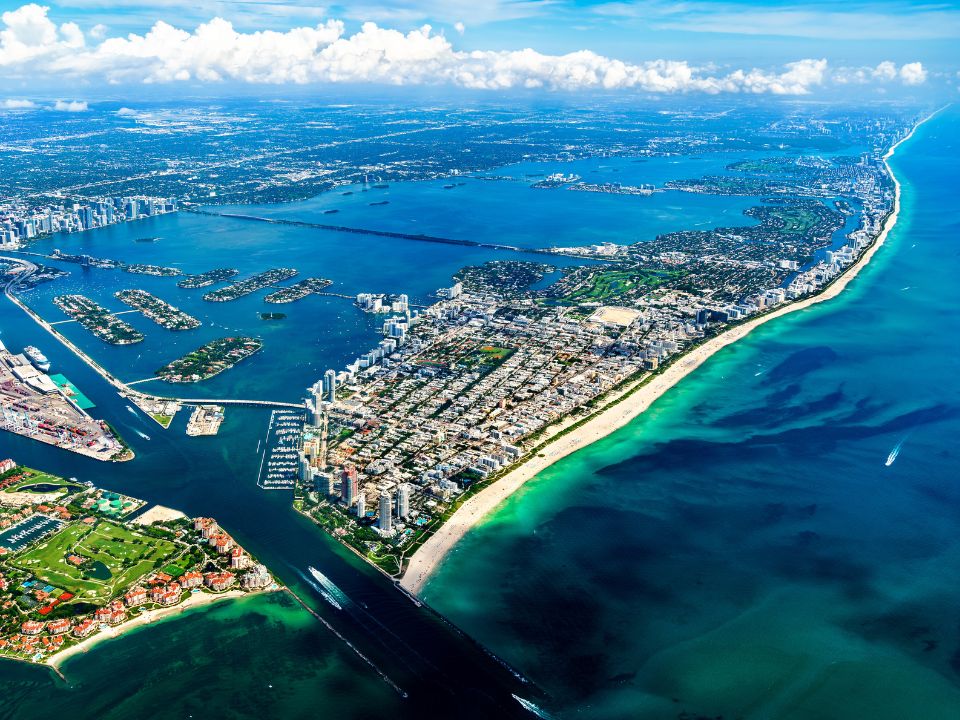 Miami Beach from above aerial view