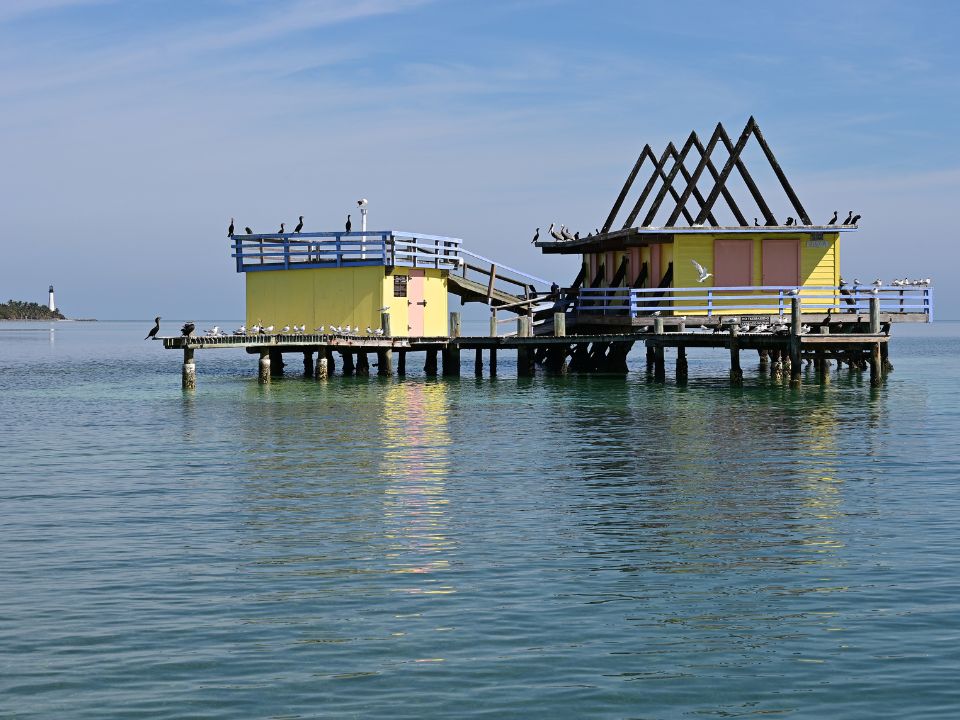 A-Frame House in Biscayne National Park on a calm sunny morning
